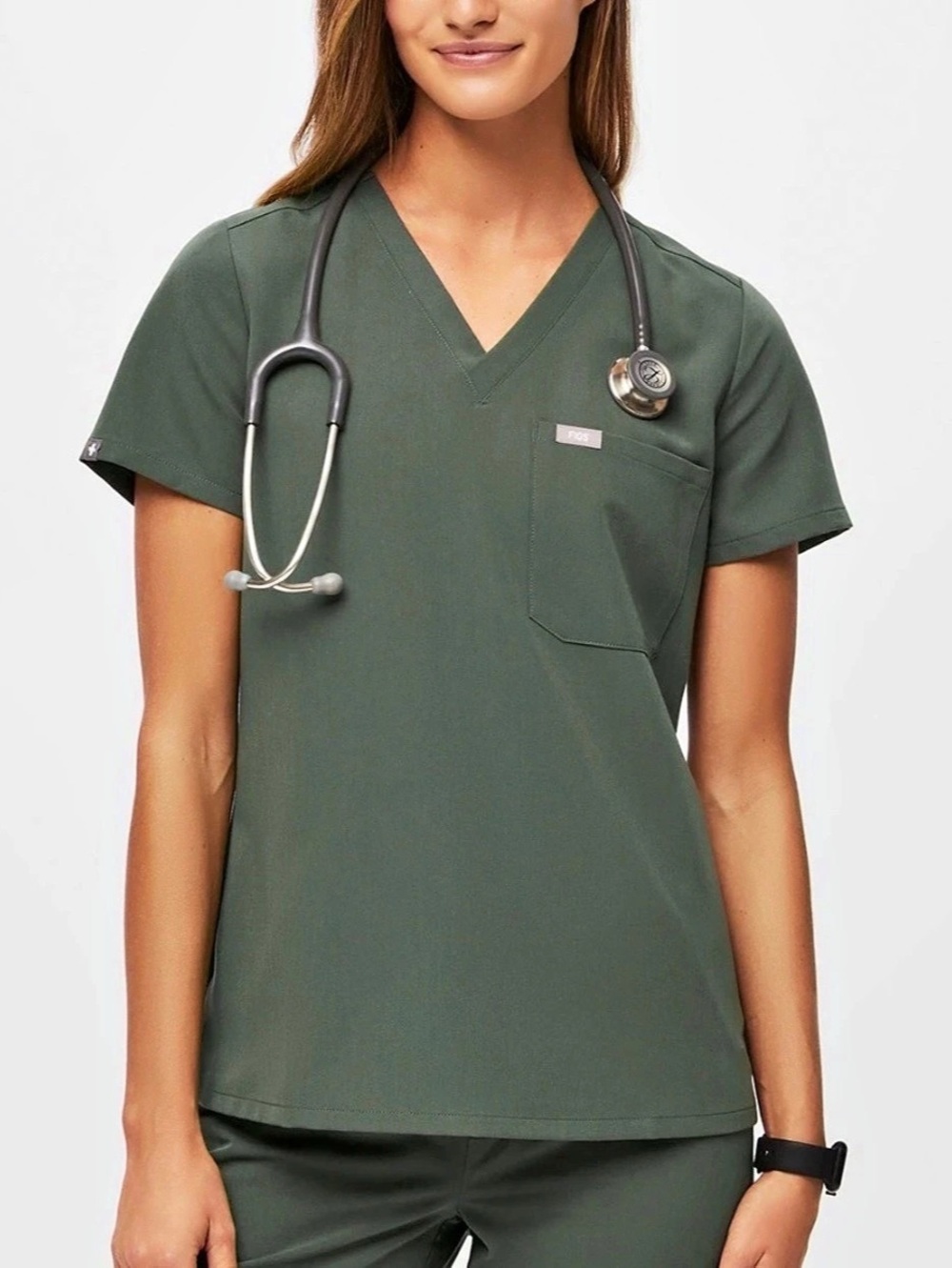 FIGS Catarina One-Pocket Scrub Top Scrub Top Moss
